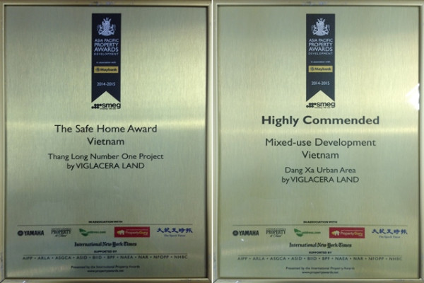 Viglacera Land vinh dự nhận hai giải Bất động sản quốc tế